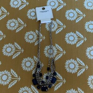 New American Eagle Costume Chain Necklace Blue Stones